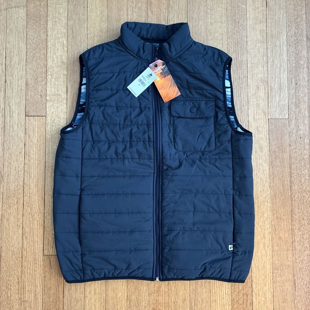 Hang Ten Men's Size Medium Navy Puffer Vest Sleeveless Fleece Lined New